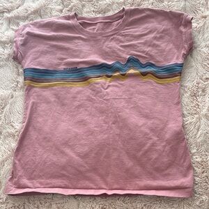 Patagonia Pink Tee with Striped Design